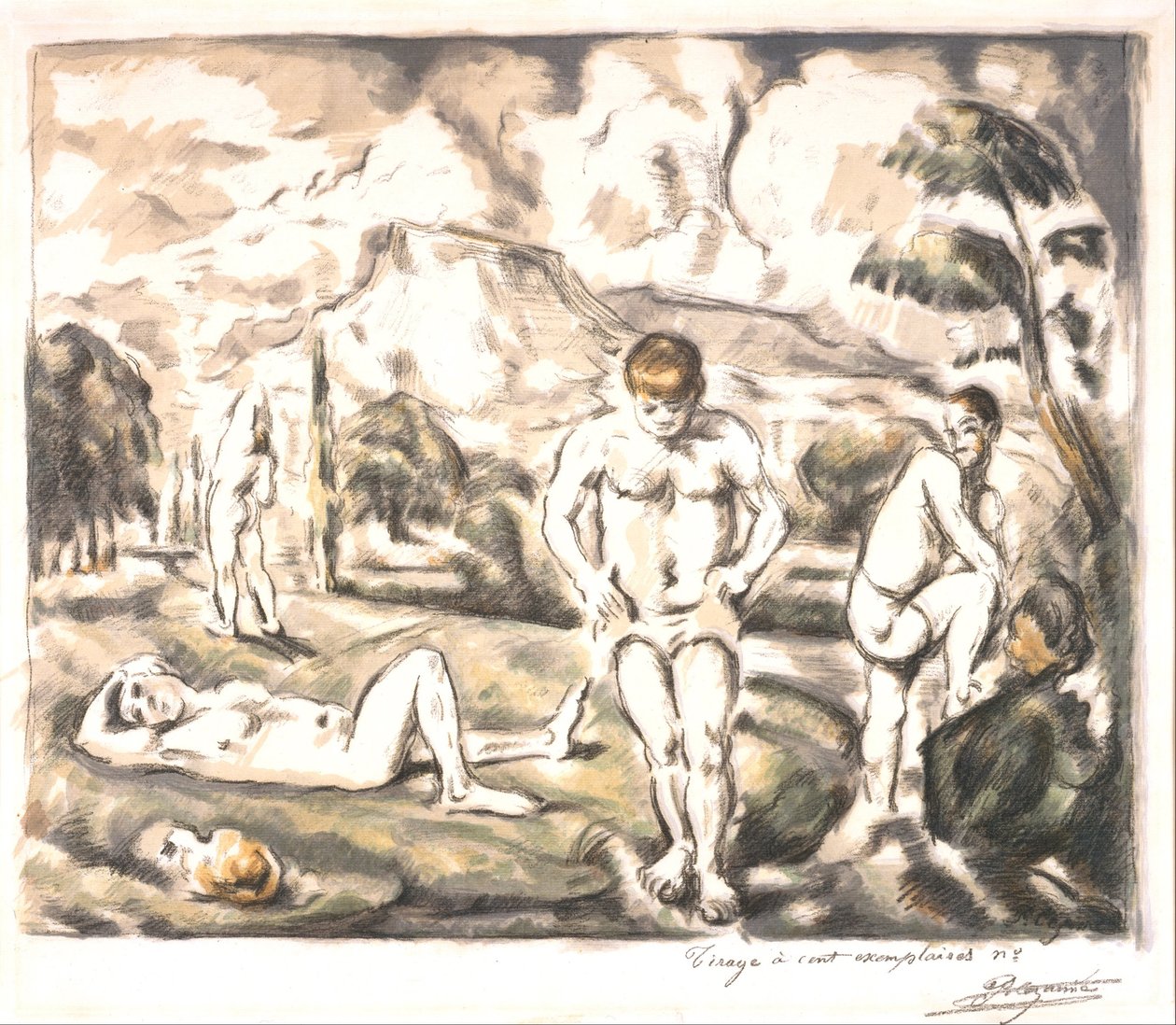The Bathers (stor bräda) av Paul Cézanne