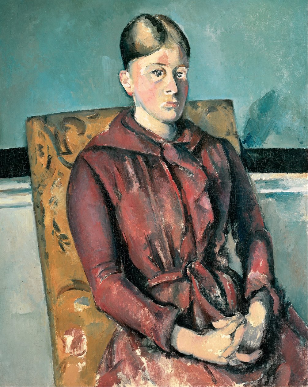 Madame Cézanne i en gul fåtölj av Paul Cézanne