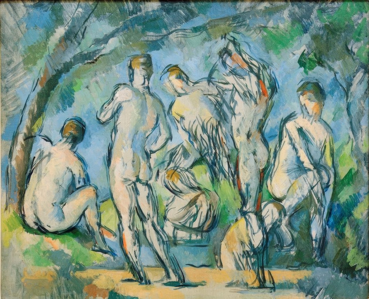 Sju badgäster av Paul Cézanne