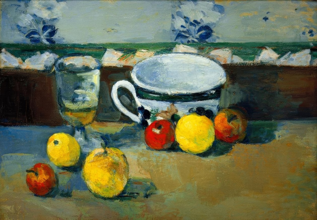Kopp, glas och frukt II av Paul Cézanne