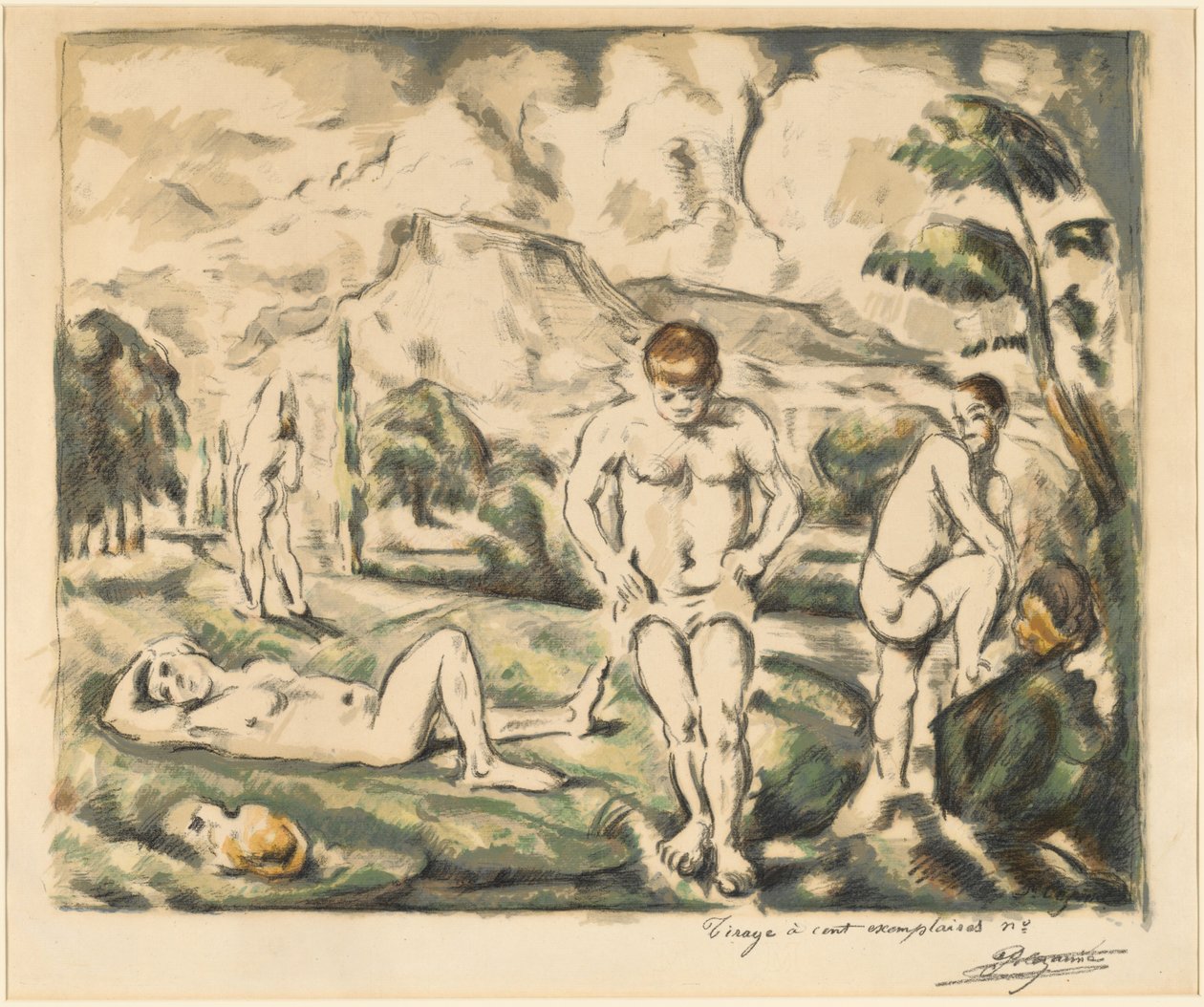 Badarna (stor tallrik) av Paul Cézanne