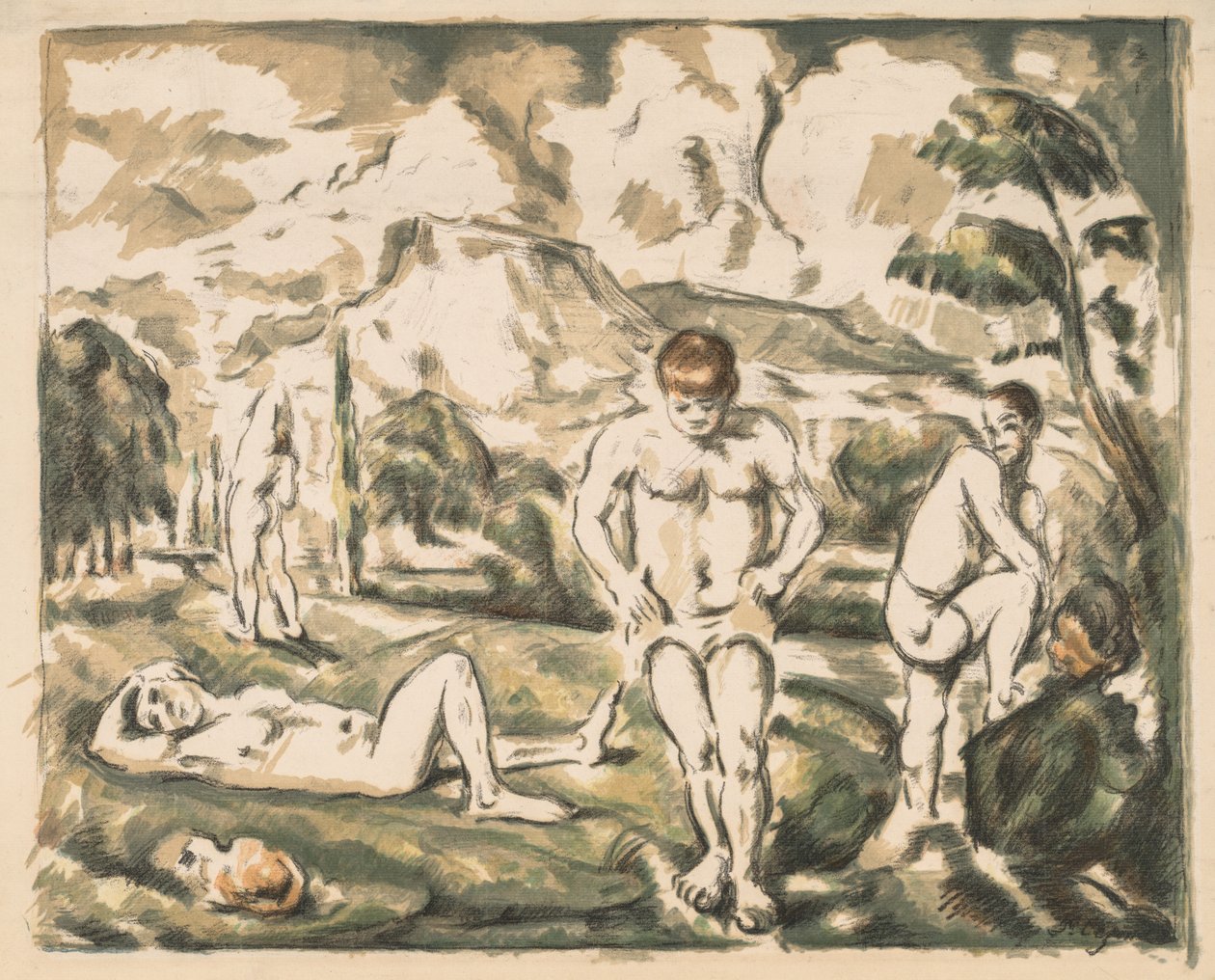 Badarna (stor tallrik) av Paul Cézanne