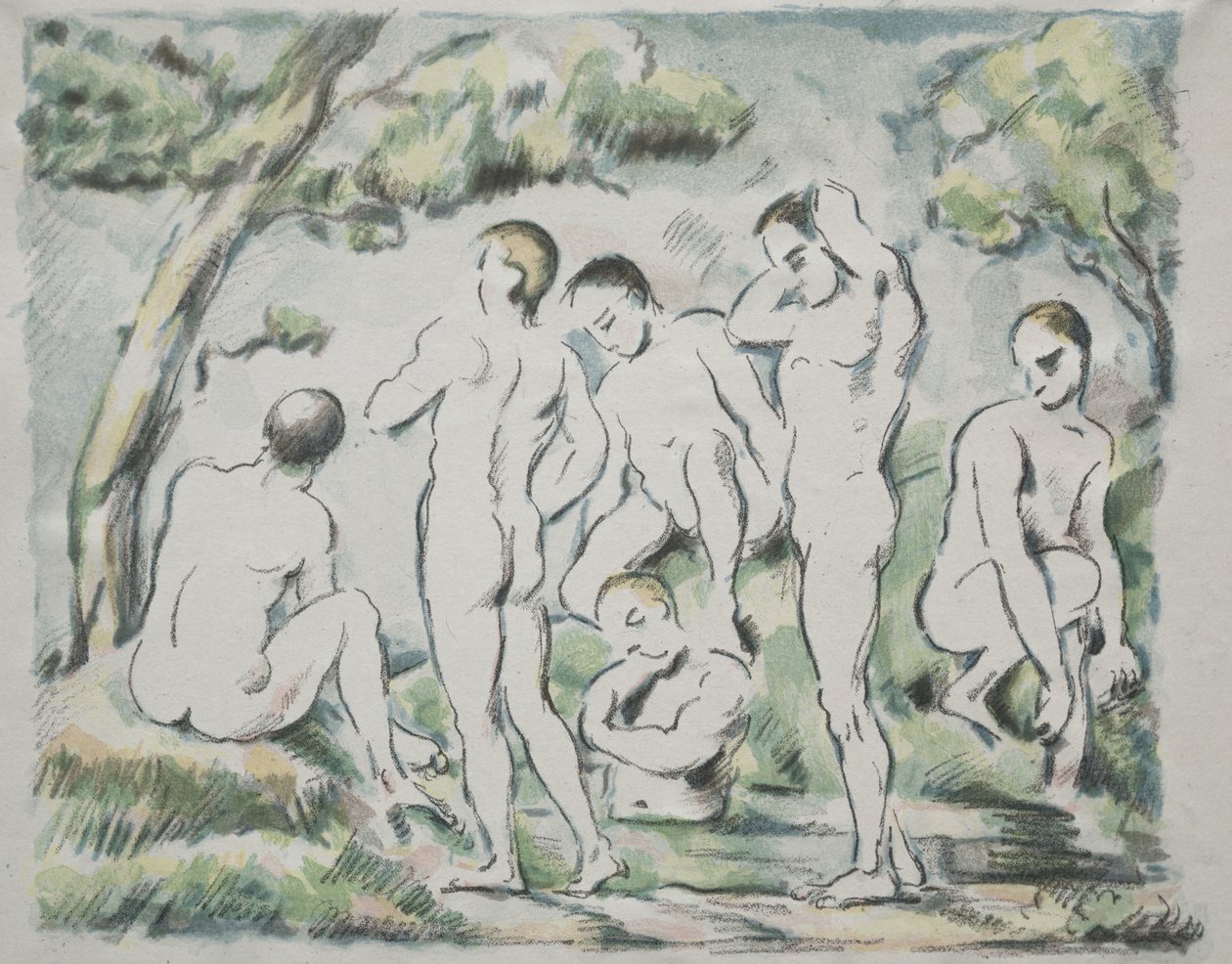 Badgästerna av Paul Cézanne