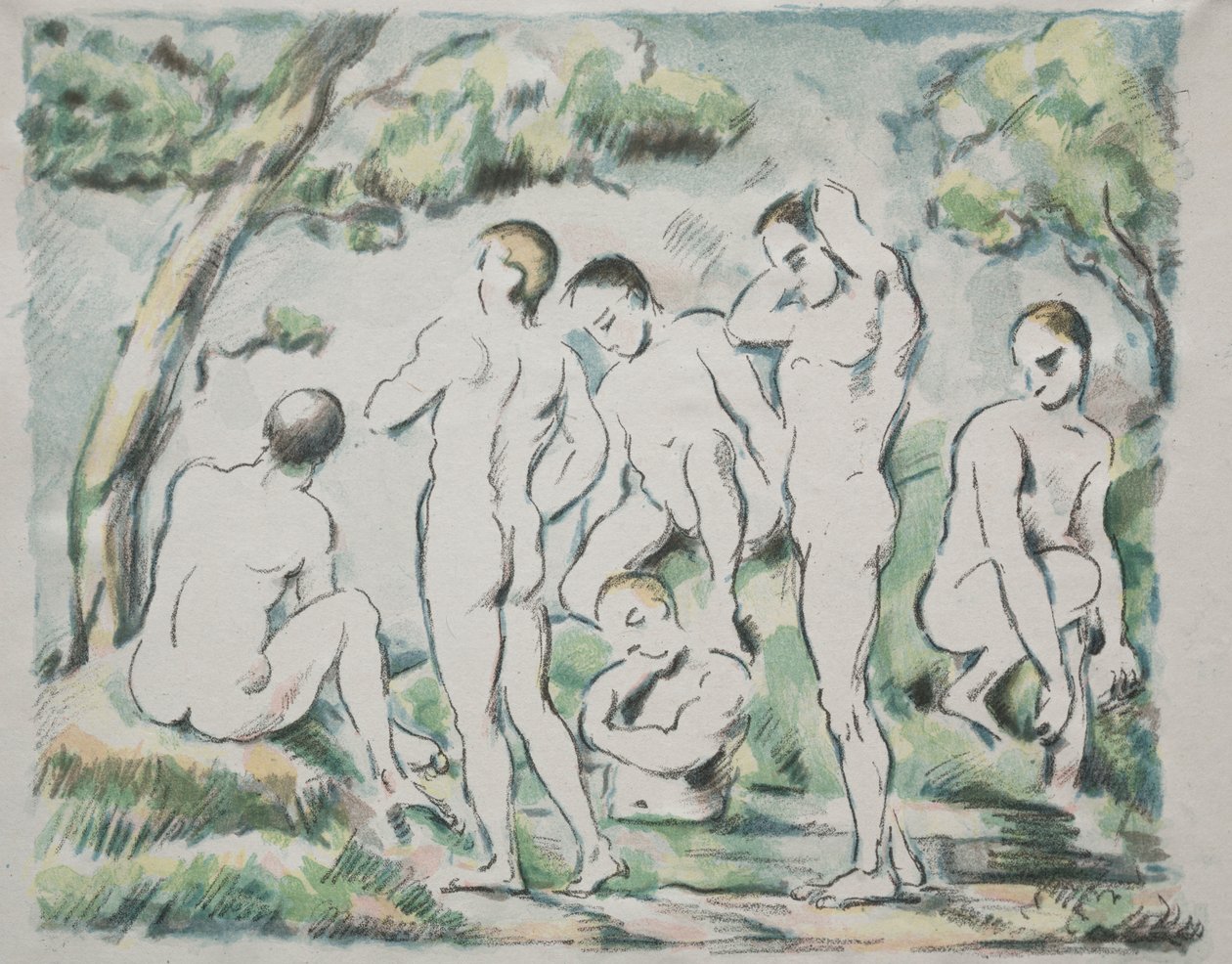 Badgästerna av Paul Cézanne
