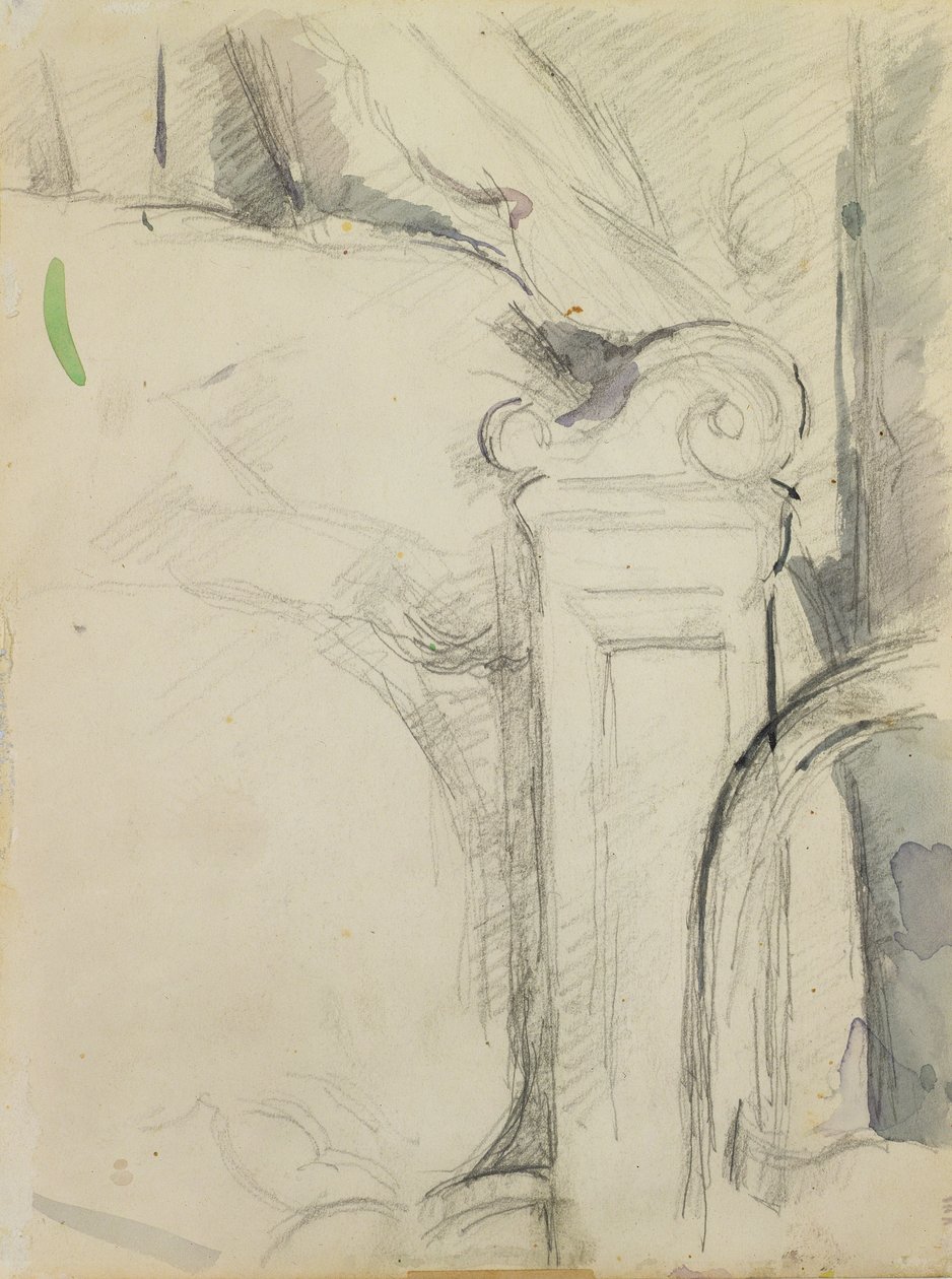 The Bedstead (penna & wc på papper) av Paul Cézanne