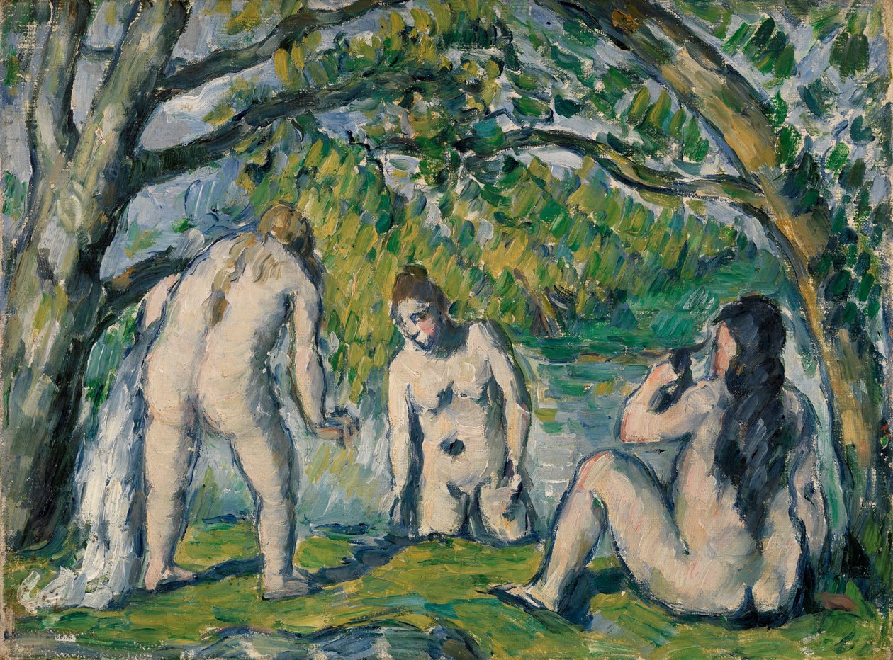 Tre badande av Paul Cézanne