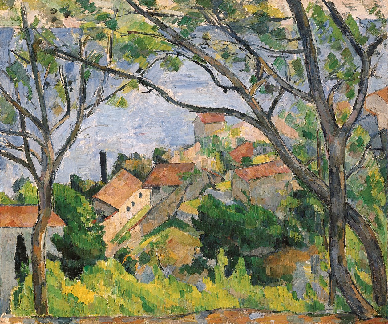 Utsikt över L"Estaque Through the Trees, 1879 av Paul Cézanne