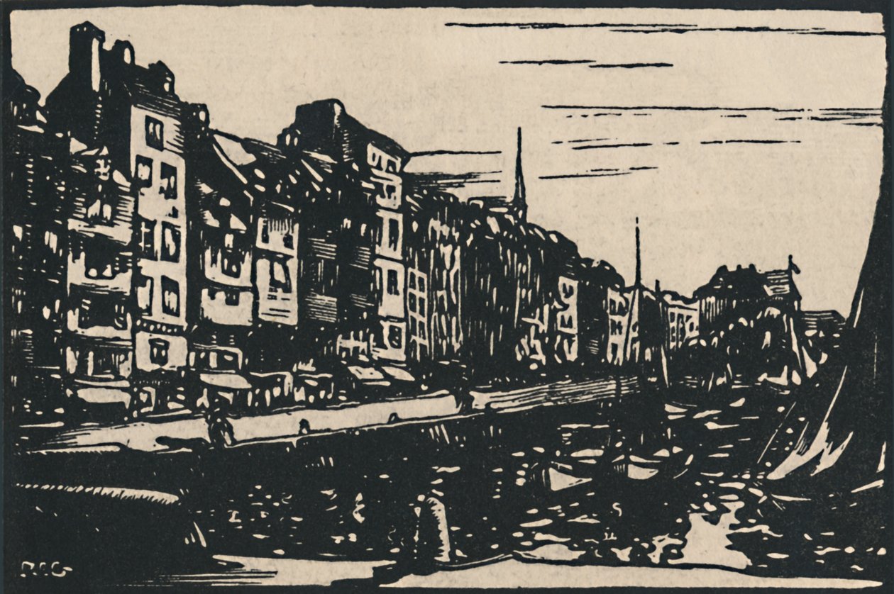 "Honfleur - The Old Basin", 1919 av Paul Elie Gernez