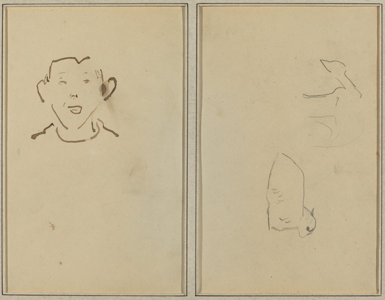 Pojkes ansikte; Två får [verso] av Paul Gauguin