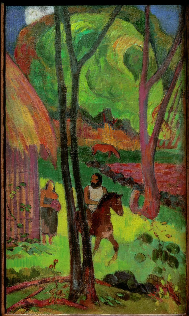 Ryttare framför kojan av Paul Gauguin