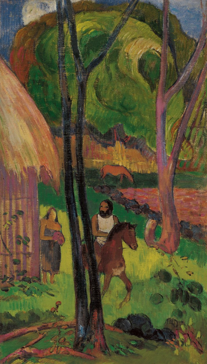 Ryttare framför kojan, 1902. av Paul Gauguin
