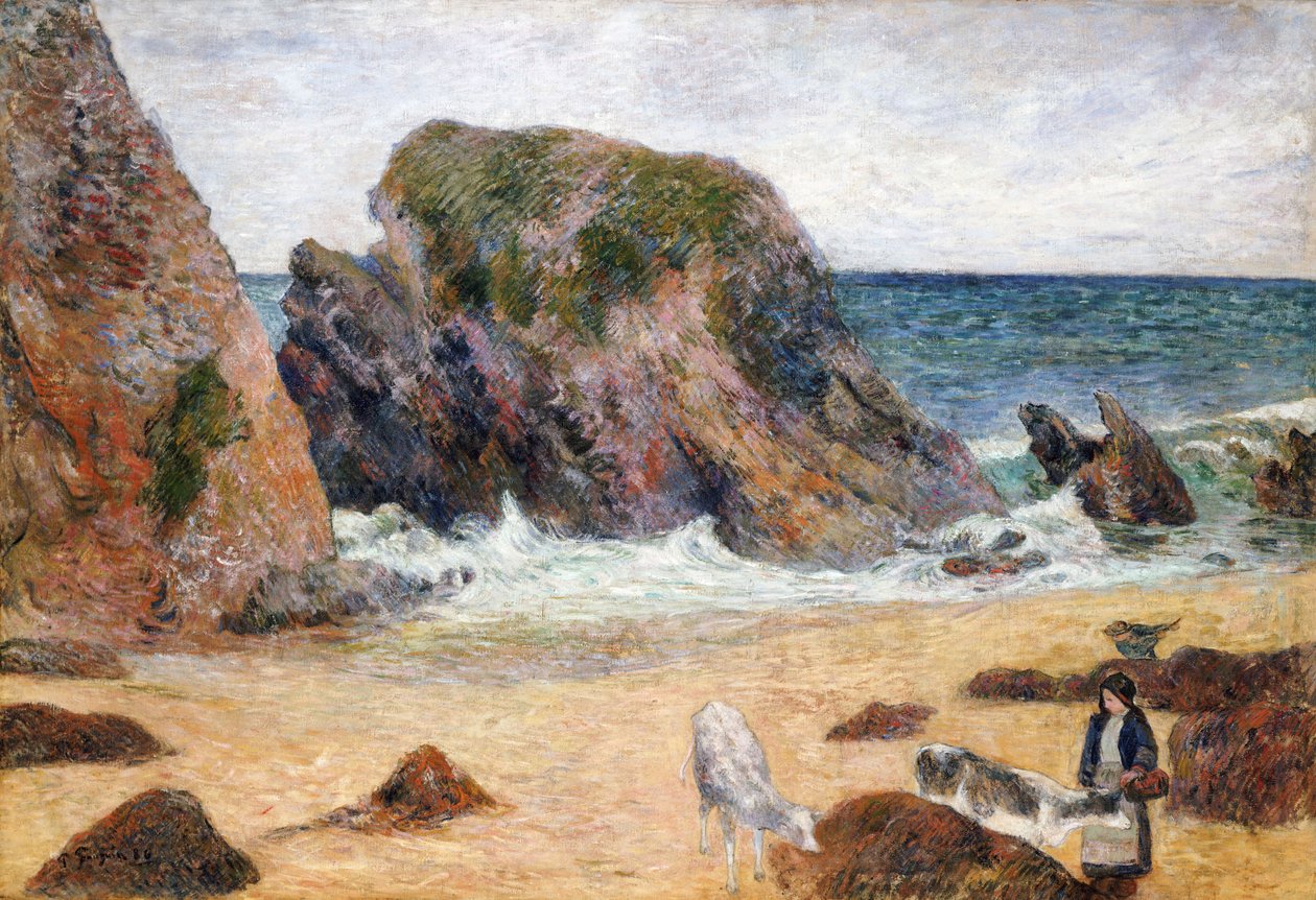 Kor på stranden, 1886 av Paul Gauguin