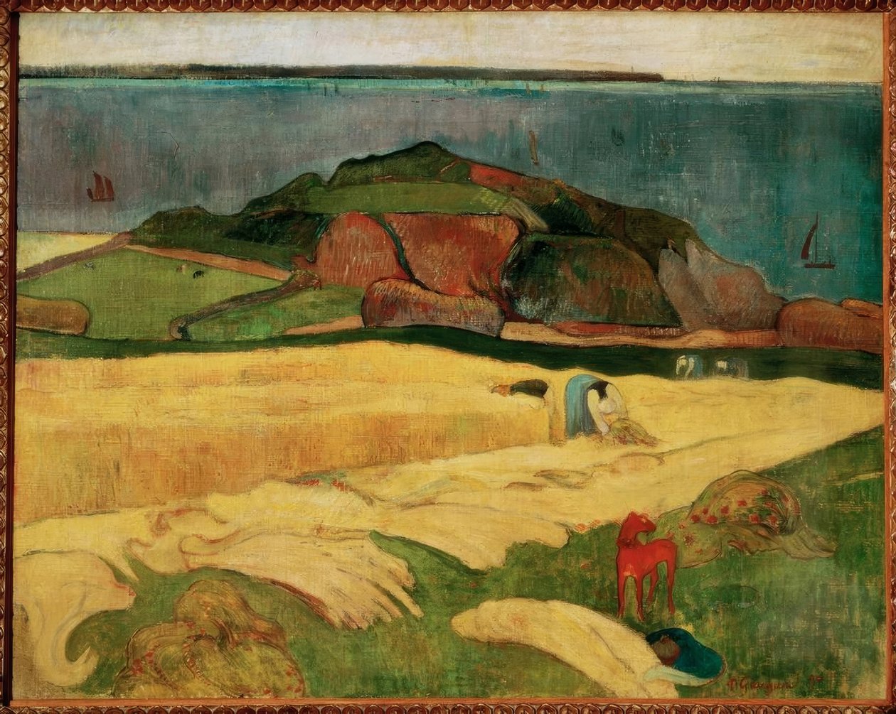 Skörden vid havet: Le Pouldu av Paul Gauguin