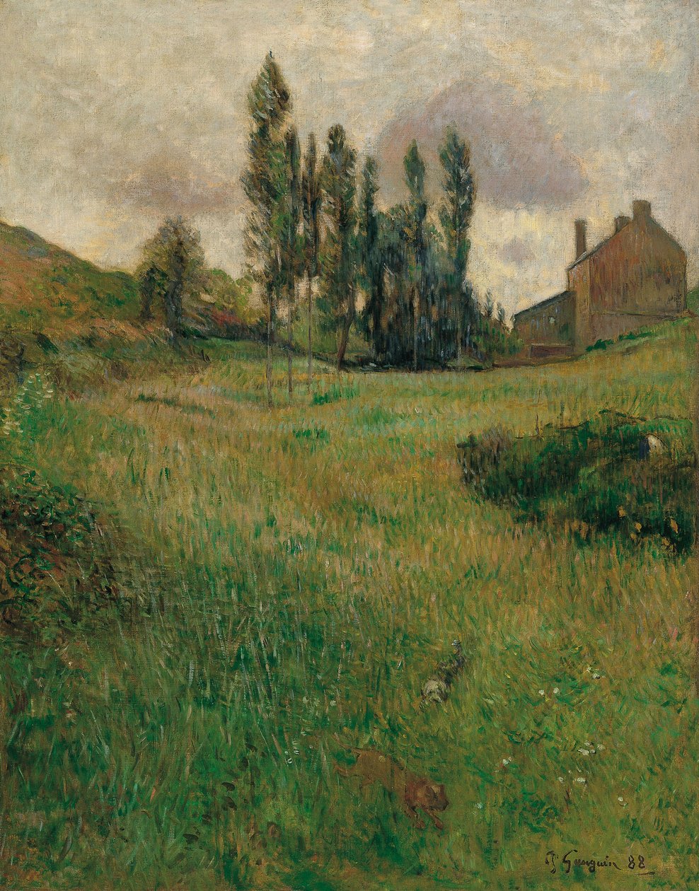 Hundar som springer på en äng, 1888 av Paul Gauguin