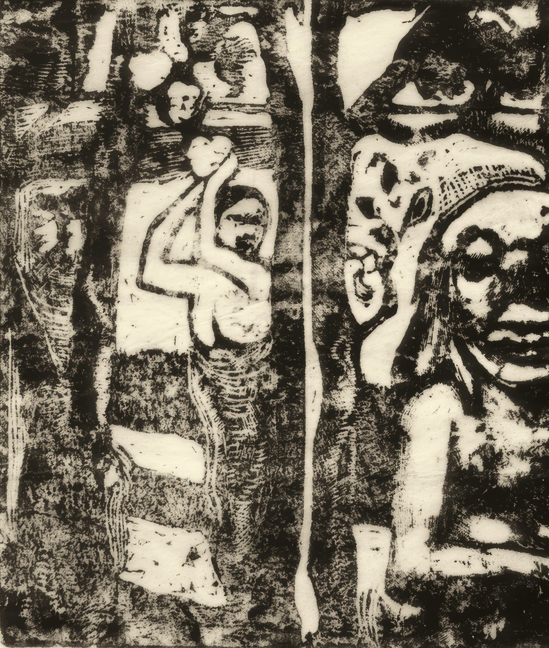 Kvinna som plockar frukt och Oviri av Paul Gauguin