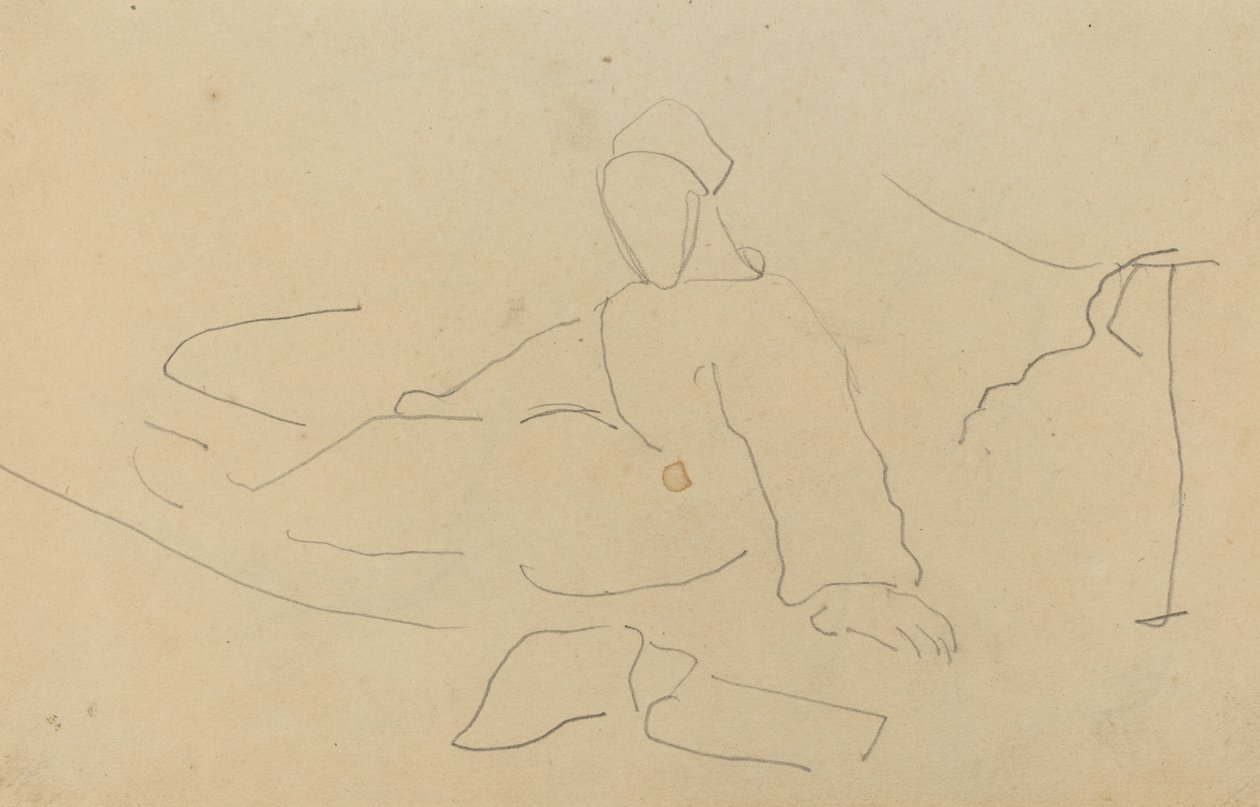 Figur sittande på marken [recto] av Paul Gauguin