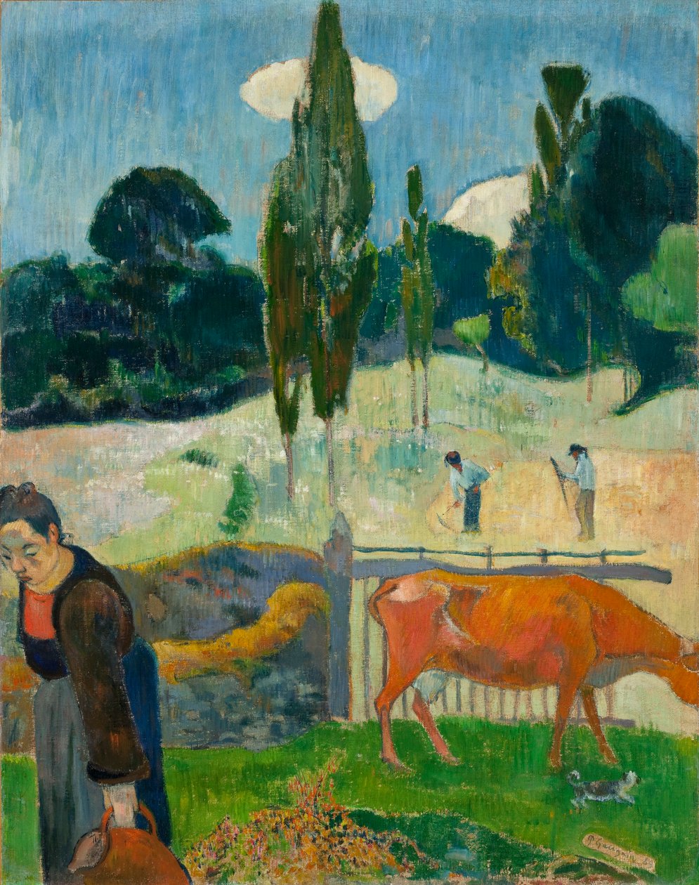Franska:  La vache rouge Den röda kon av Paul Gauguin