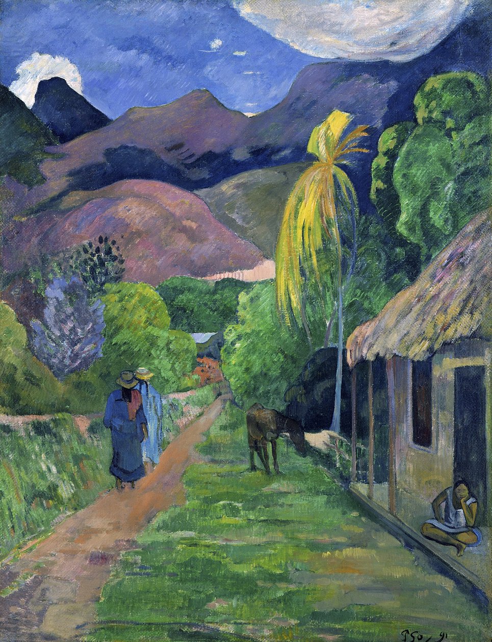Franska: Rue de Tahiti-gatan i Tahiti av Paul Gauguin