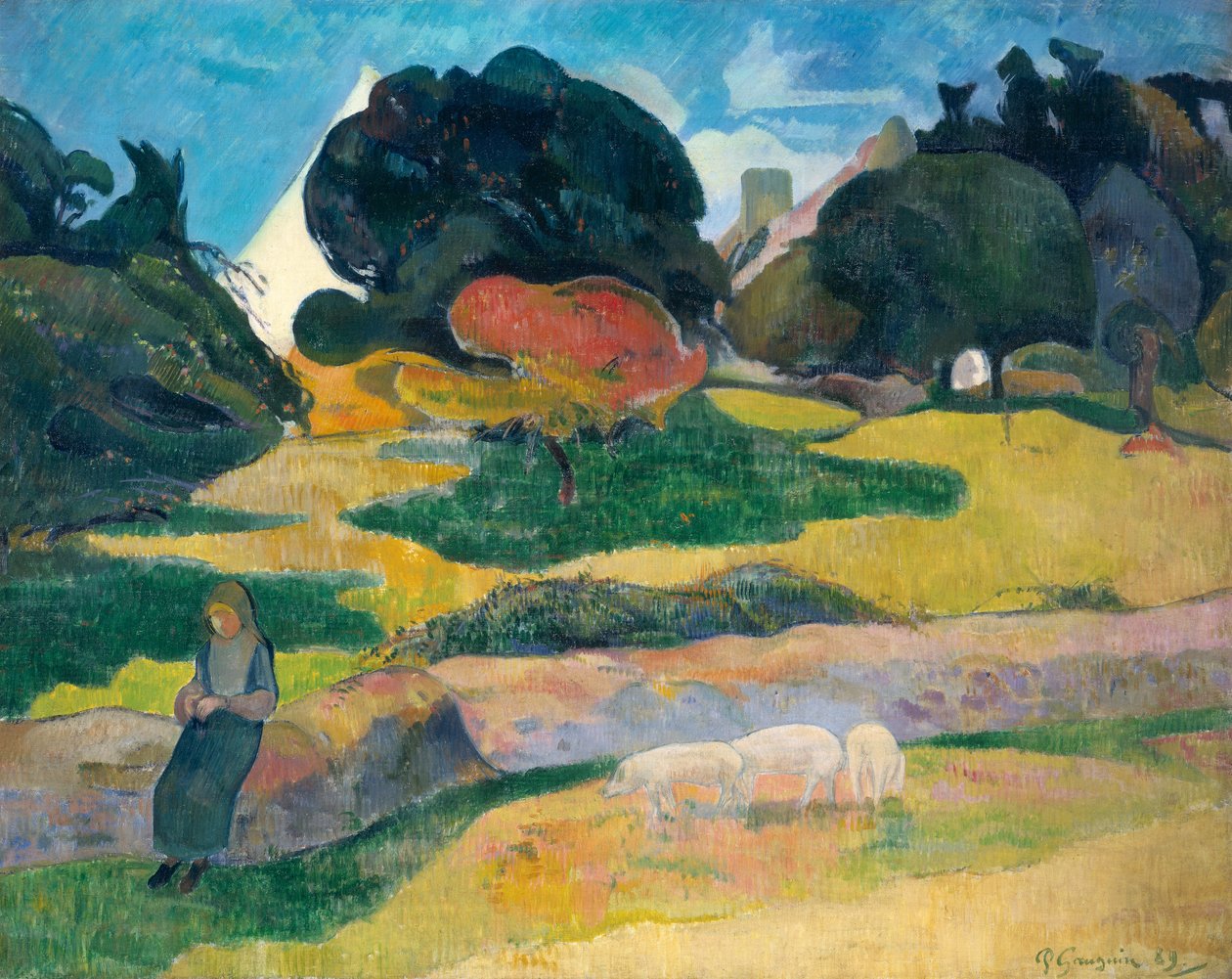 Flicka som valde grisar, 1889 av Paul Gauguin