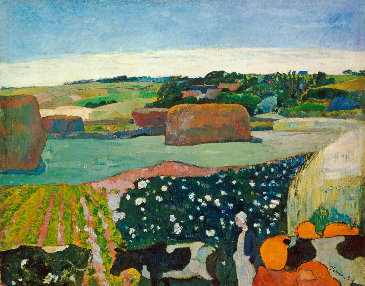 Höstackar i Bretagne, 1890 av Paul Gauguin