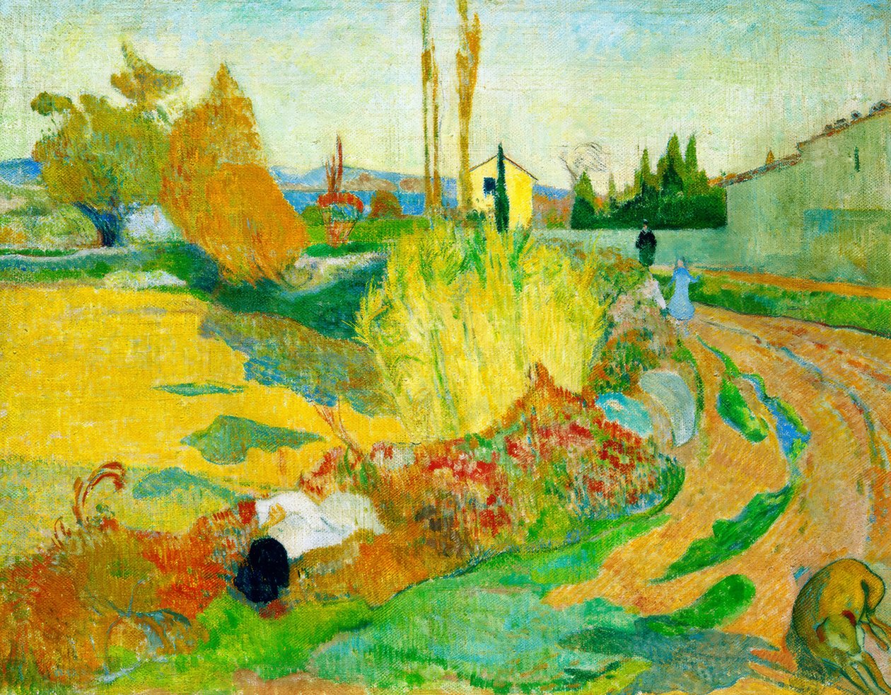 Landskap nära Arles (stig längs Roubinele-Roi-kanalen) av Paul Gauguin