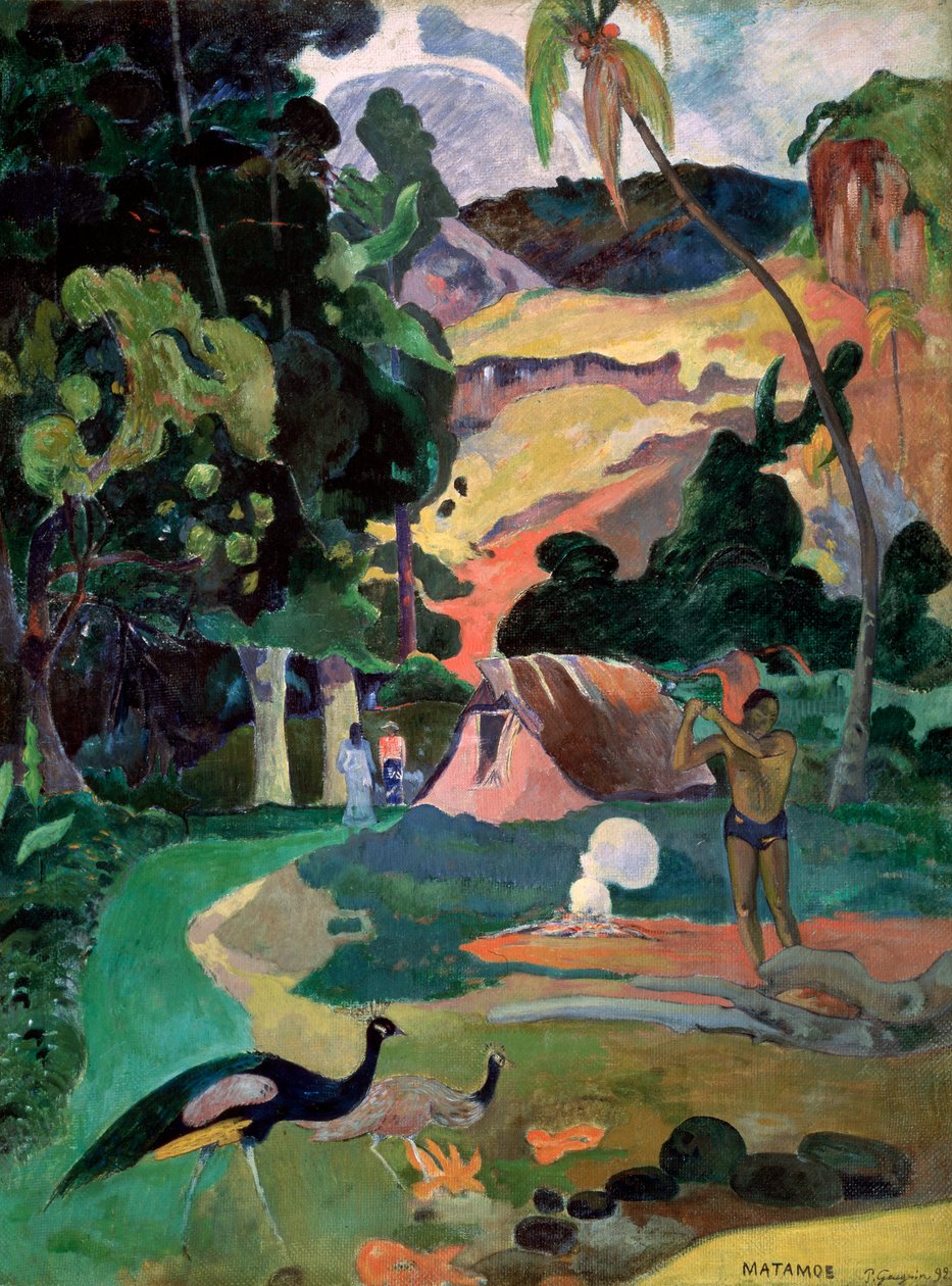 Matamoe död. Landskap med påfåglar, 1892 av Paul Gauguin