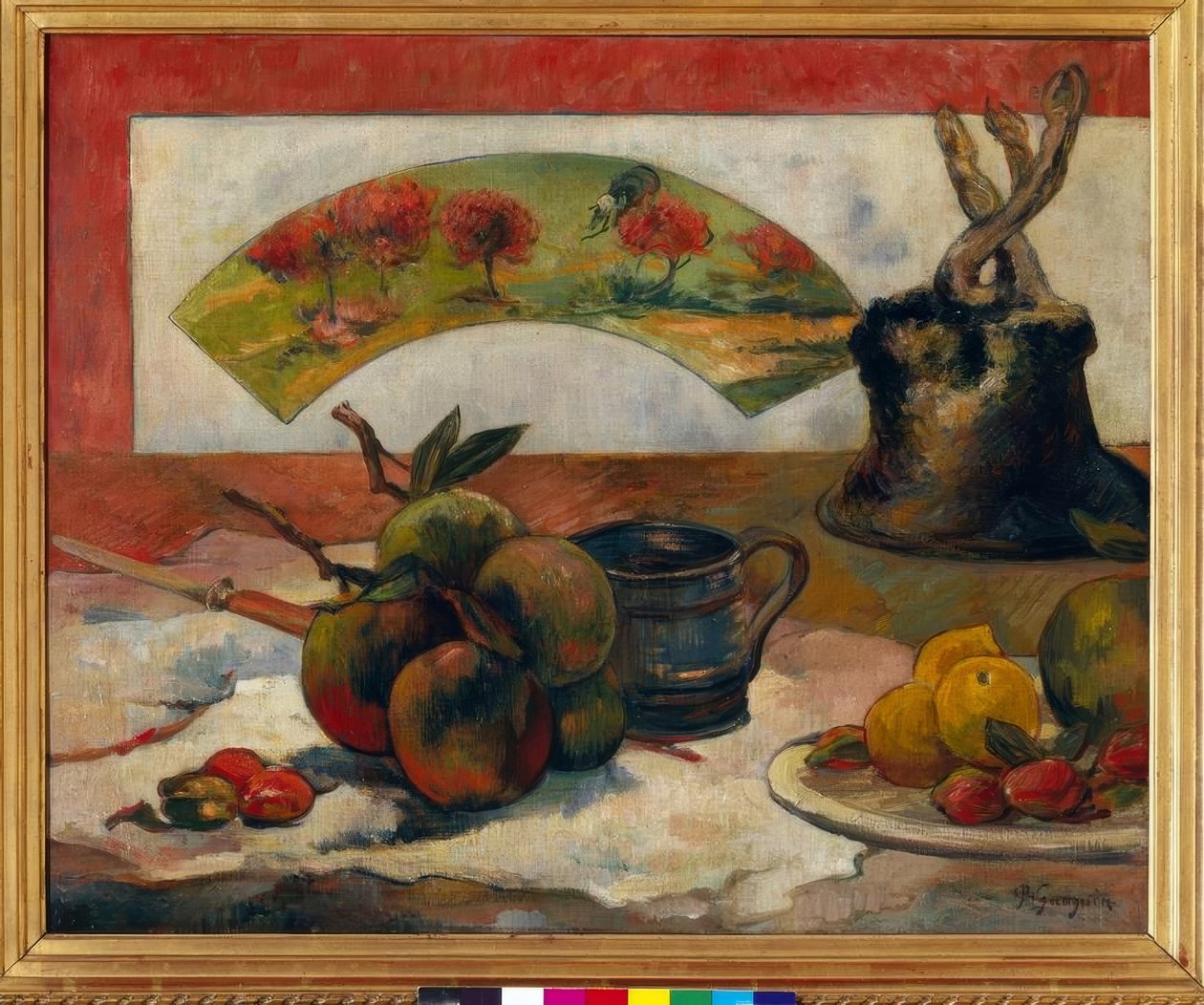Stilleben med en fläkt av Paul Gauguin