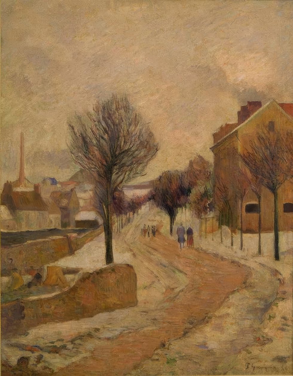 Paris förort i snö av Paul Gauguin