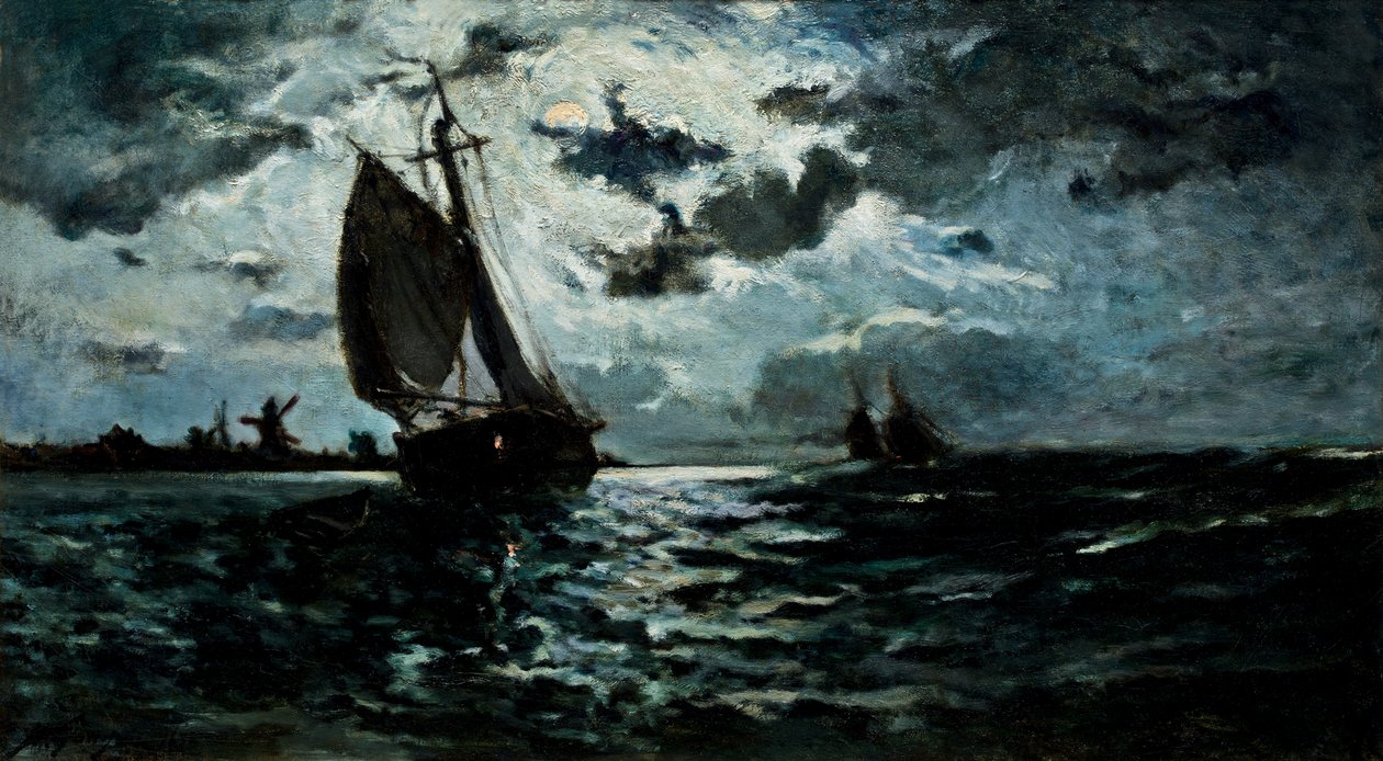 Segelfartyg i månskenet. av Paul Gauguin