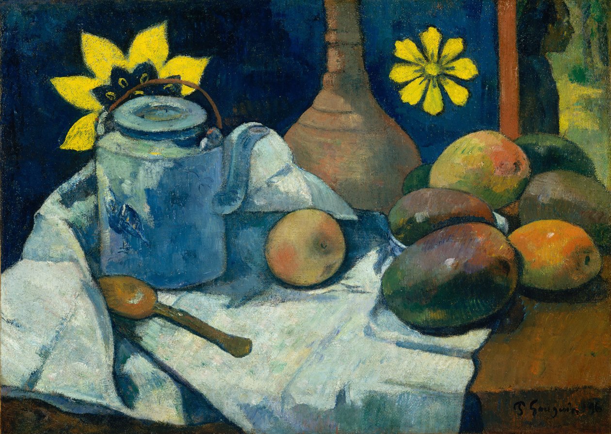 Stilleben med tekanna och frukt, 1896. av Paul Gauguin