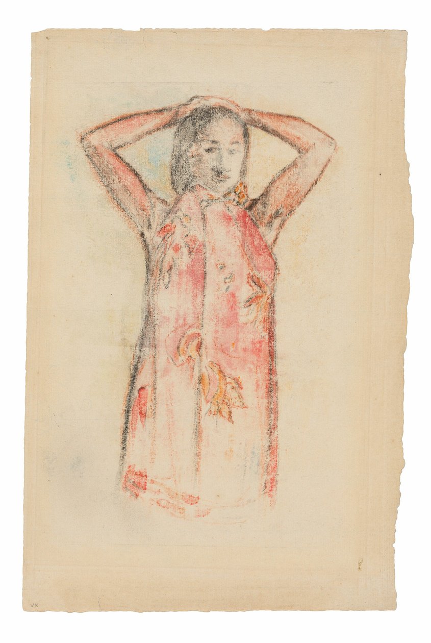 Tahitisk flicka i en rosa Pareu av Paul Gauguin