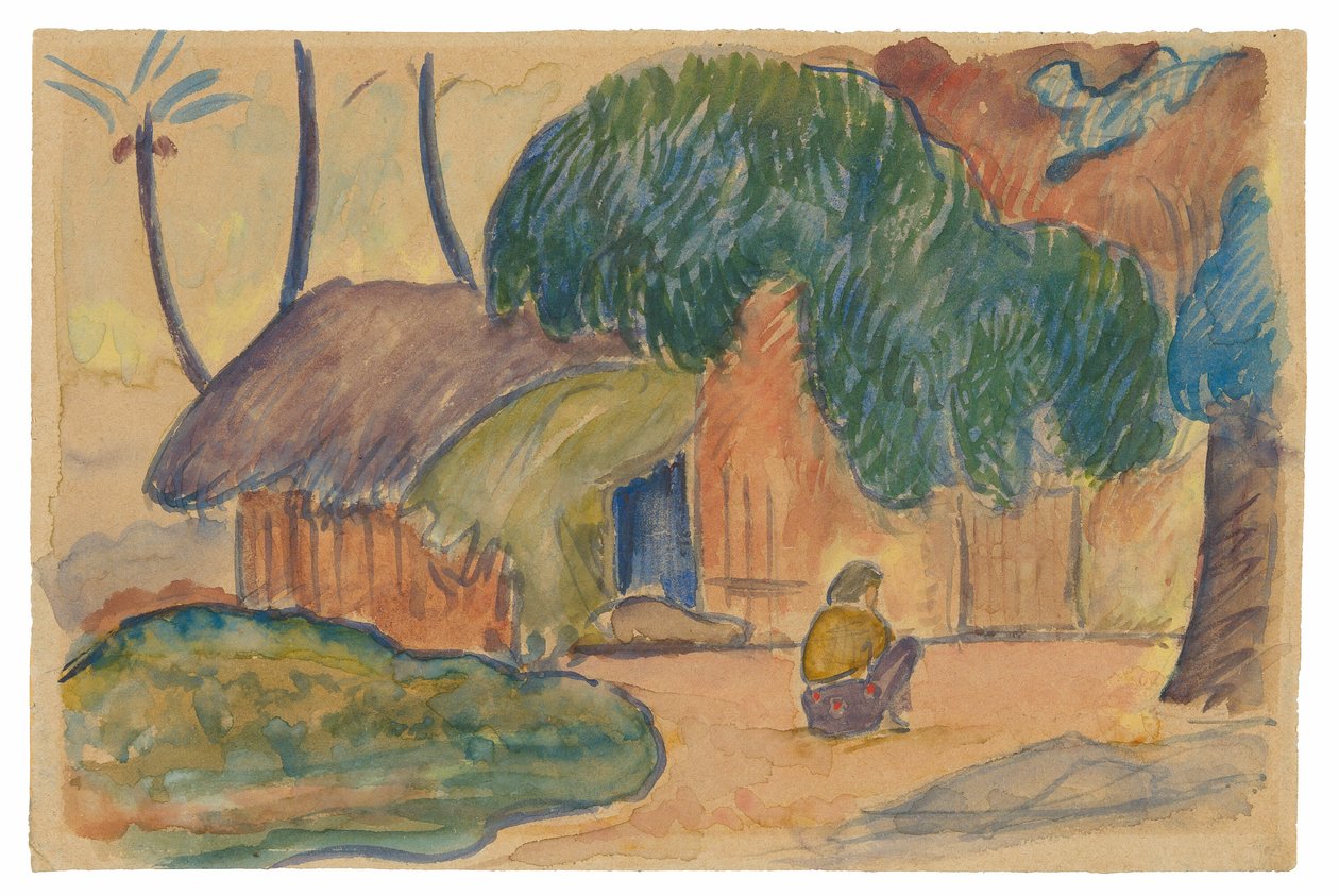 Tahitiska hydda av Paul Gauguin