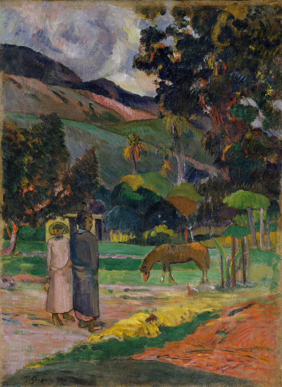 Tahitiskt landskap av Paul Gauguin