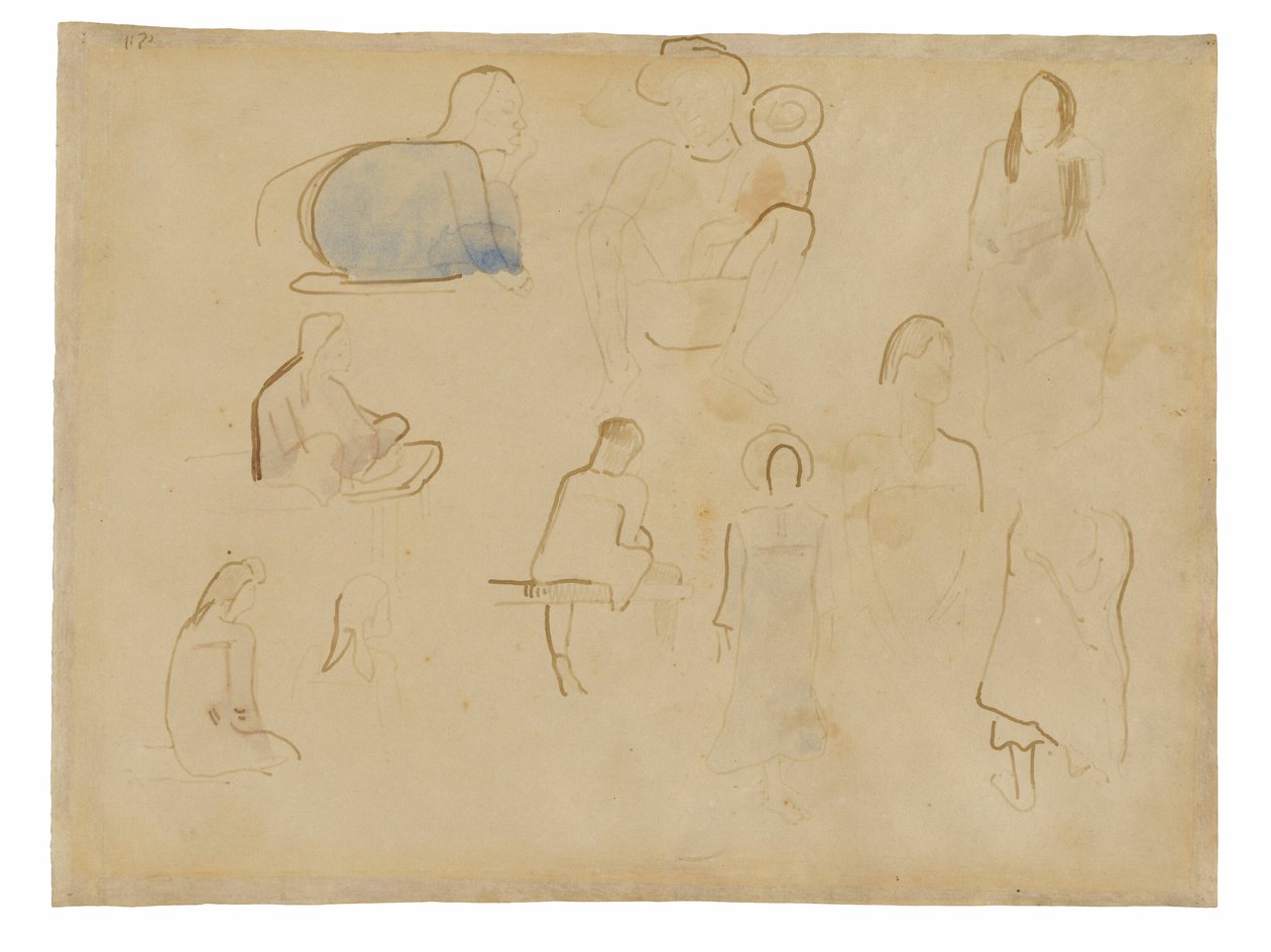 Tio studier av tahitiska figurer av Paul Gauguin