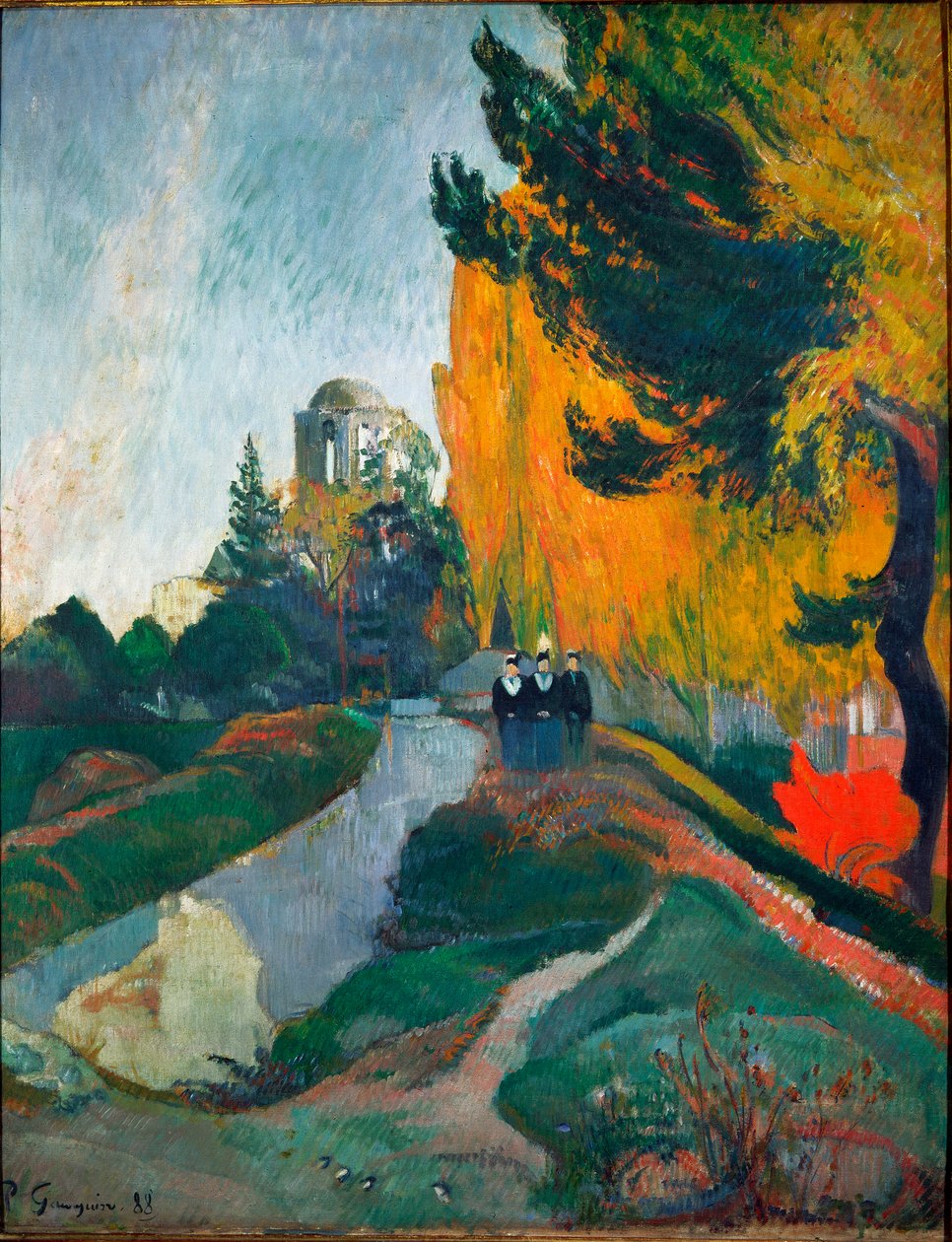 Alyscamps, detalj (Olja på duk av Paul Gauguin