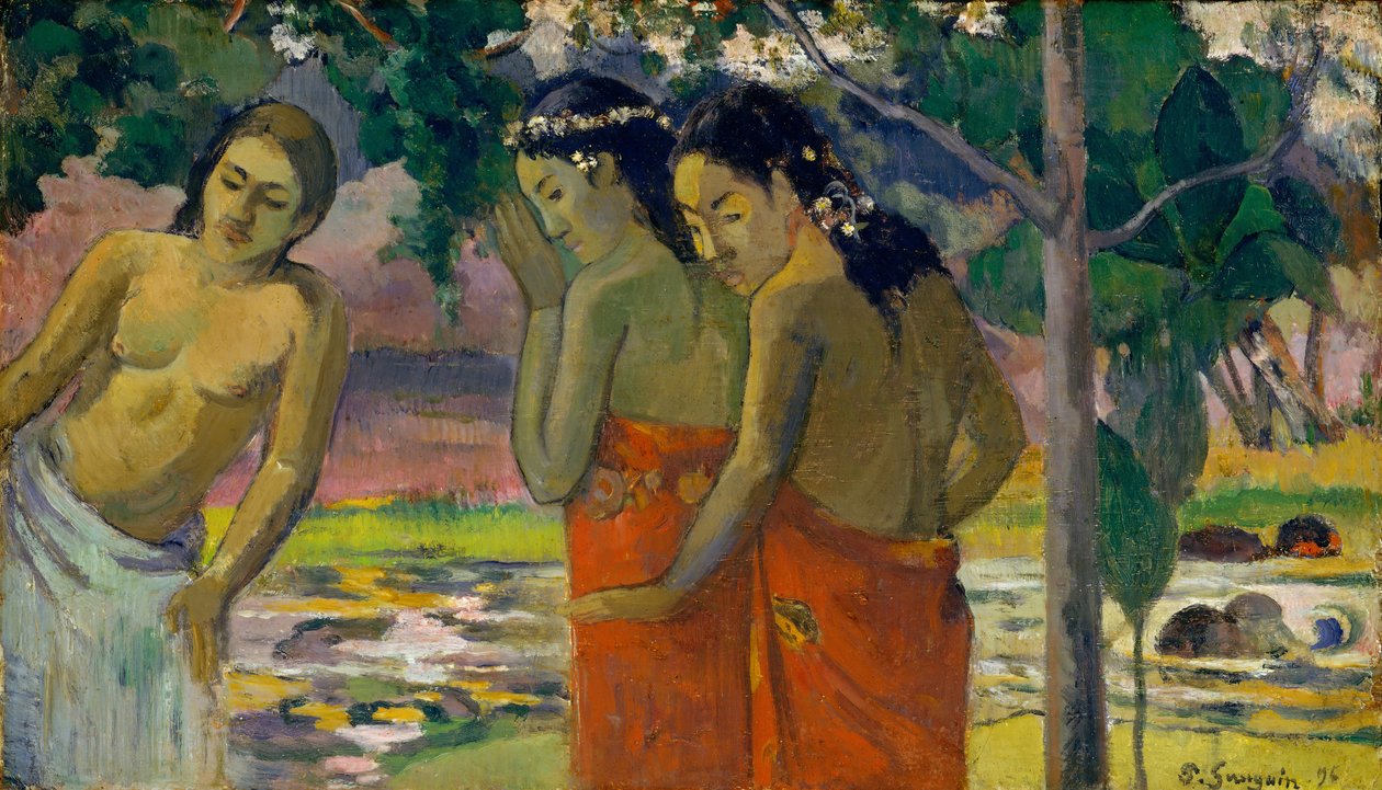 Tre tahitiska kvinnor, 1896. av Paul Gauguin