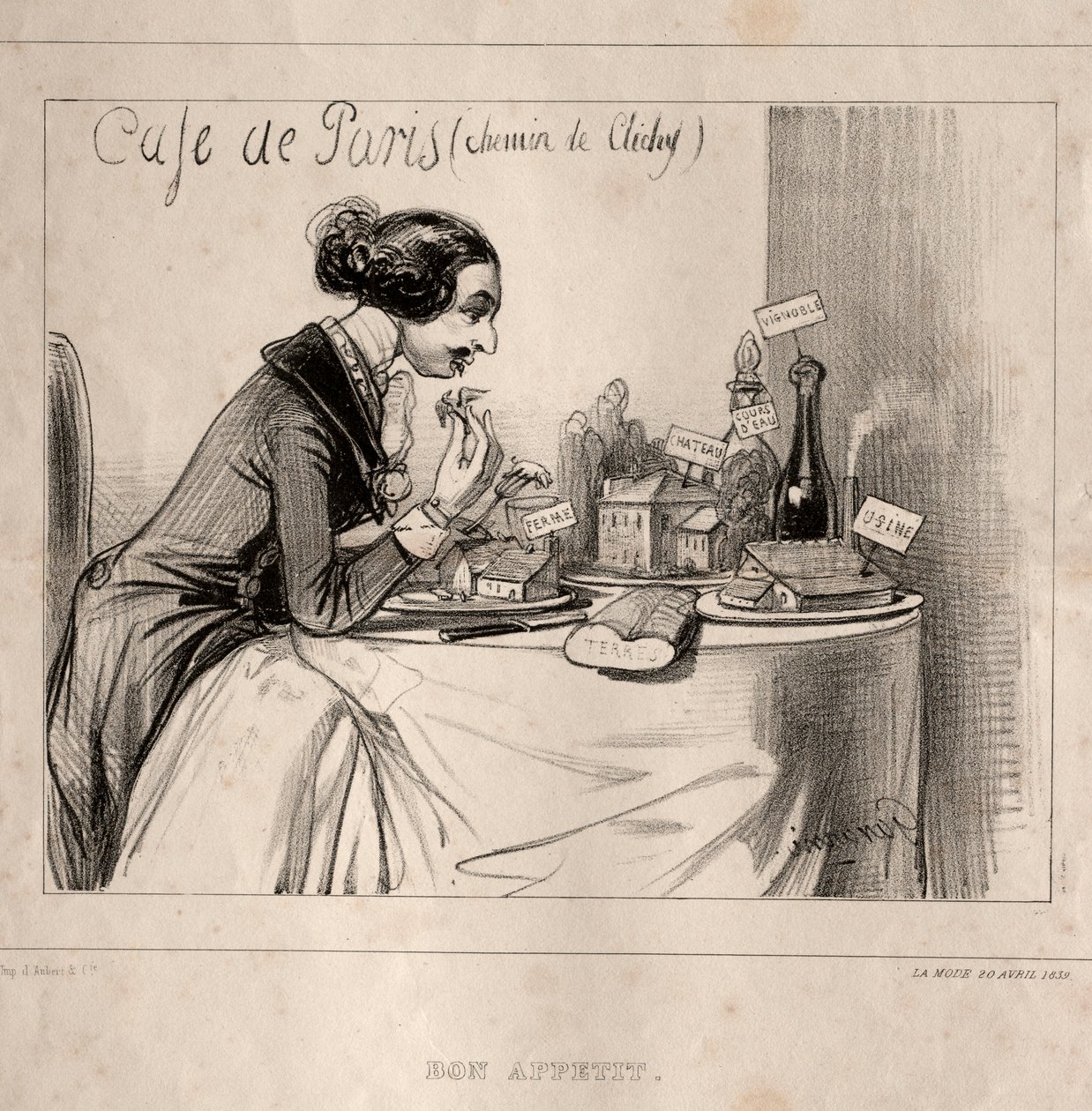 Fantastisk skiss: Bon Appetit, 1839. av Paul Gavarni