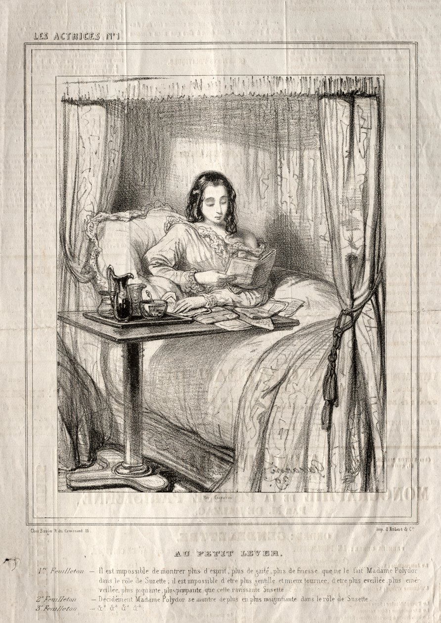 Skådespelerskorna: Vid den lilla soluppgången..., 1843. av Paul Gavarni