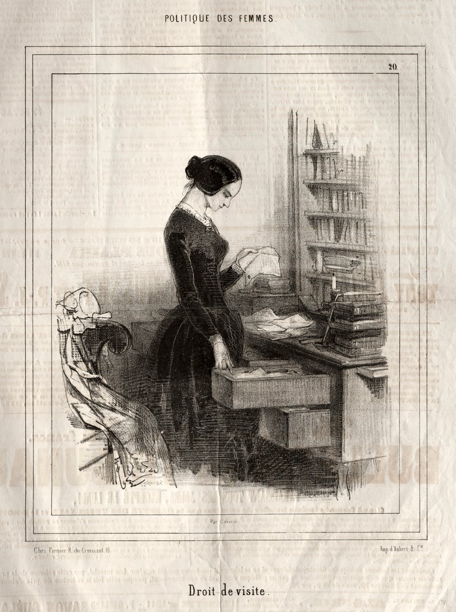 Kvinnopolitik: besöksrätt, 1843. av Paul Gavarni
