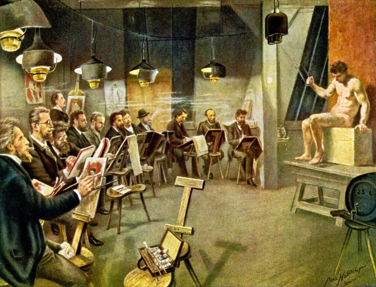 Konststudenter, ca 1930 (illustration) av Paul Heydel
