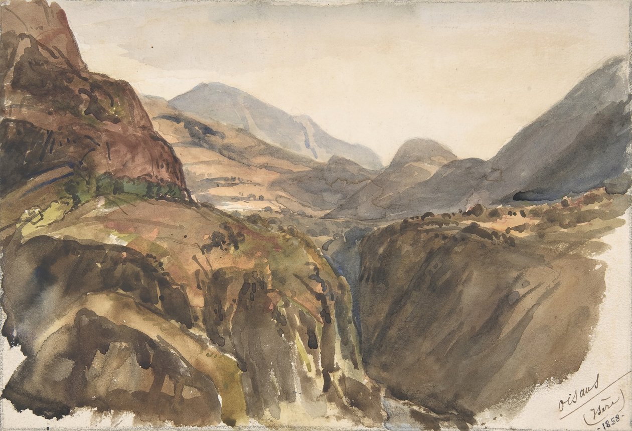 Bergsutsikt vid Oisans Isère, 1858. av Paul Huet
