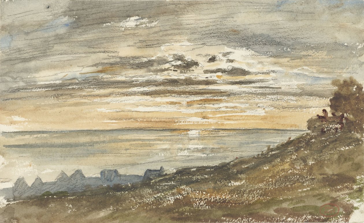 Solnedgång i Trouville av Paul Huet