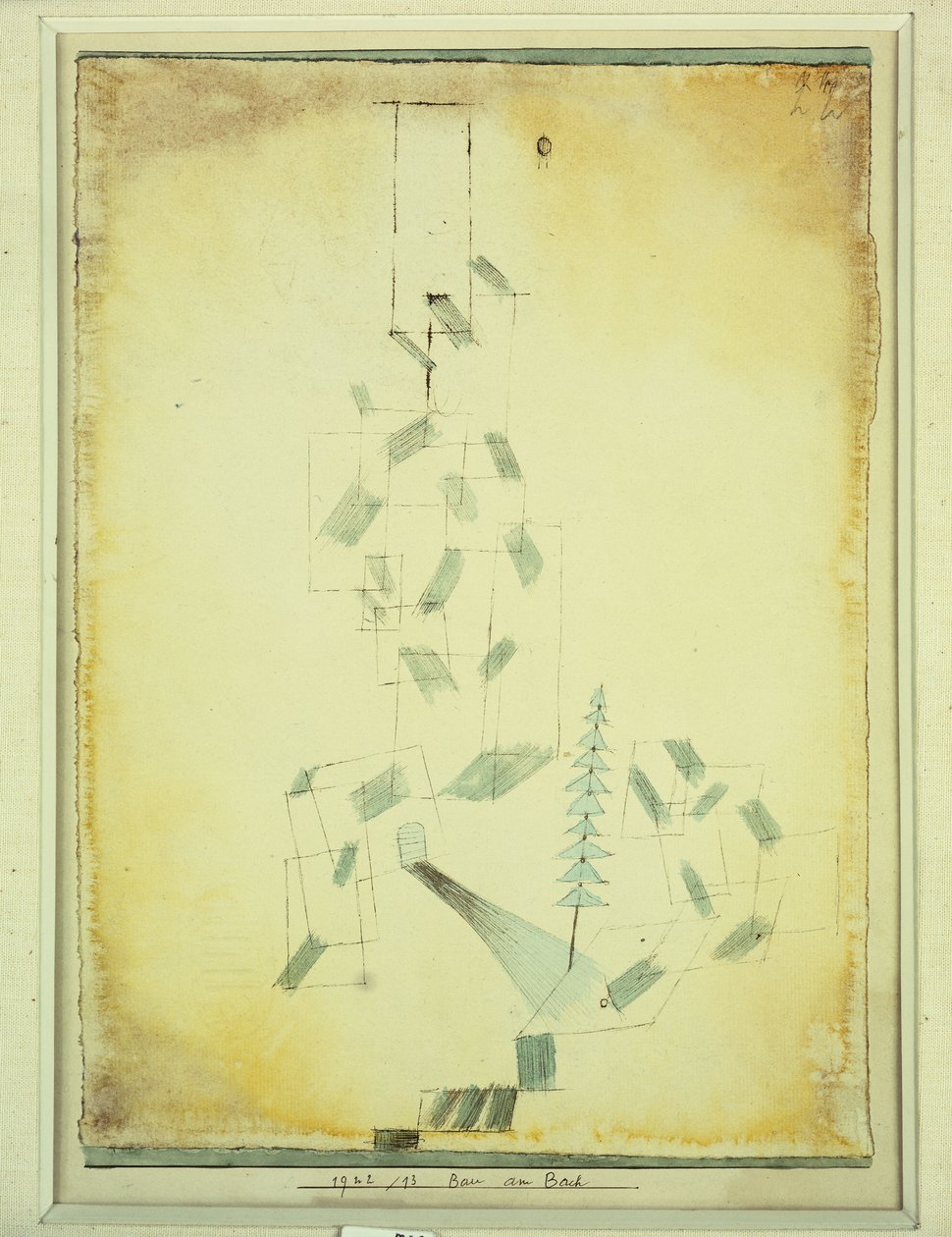byggande vid bäcken av Paul Klee