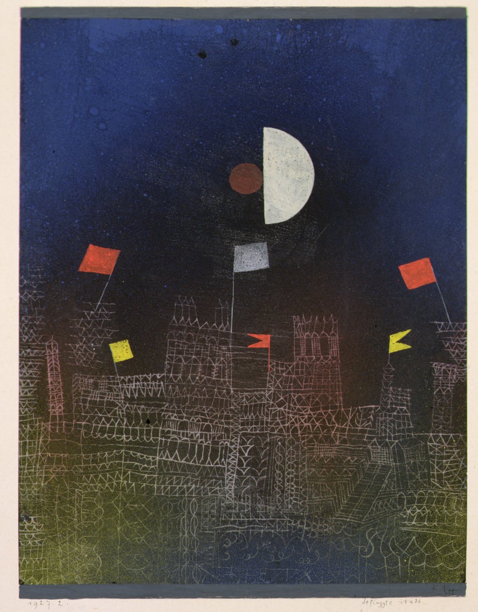 Stad med flaggor av Paul Klee