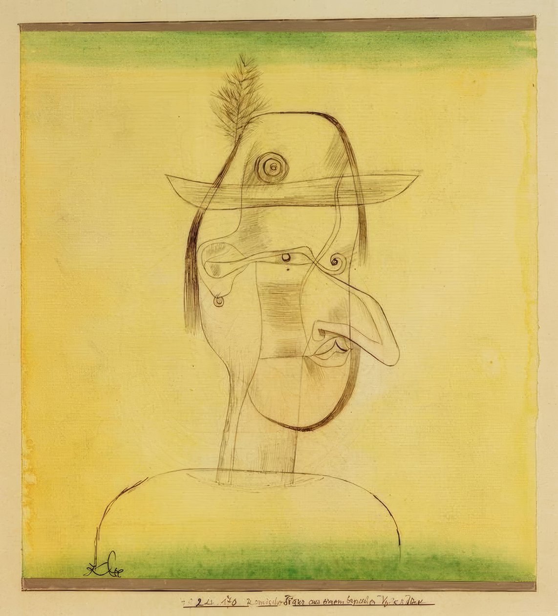 Komisk karaktär från en bayersk folkspel av Paul Klee