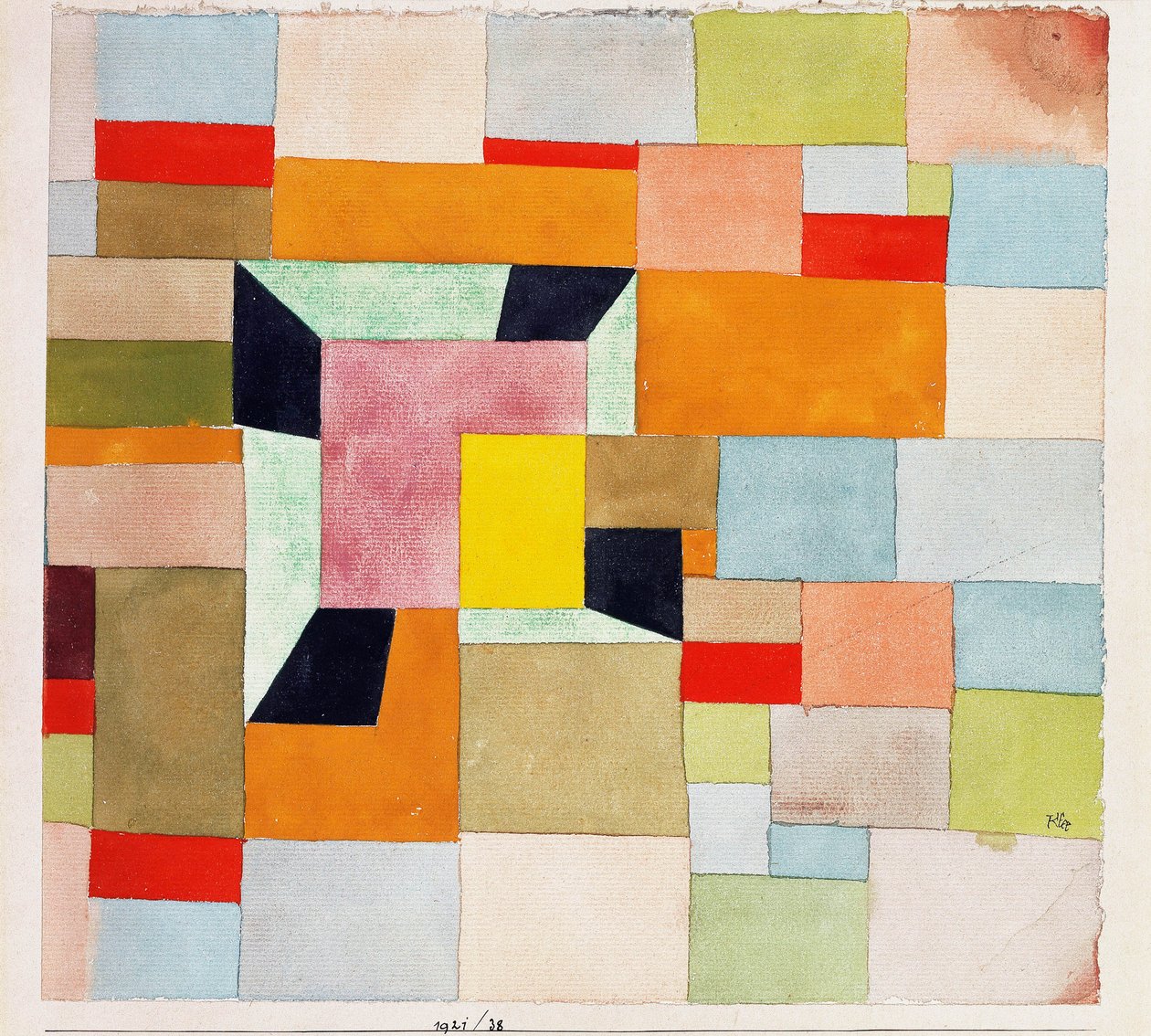 delade färgade rektanglar; Dela färgrutor av Paul Klee