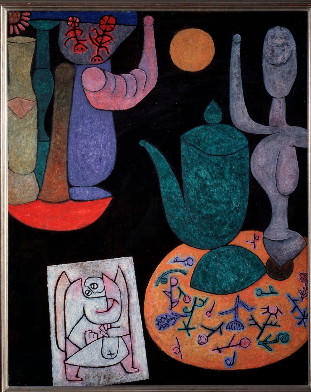 Stilleben på svart bakgrund - målning av Paul Klee
