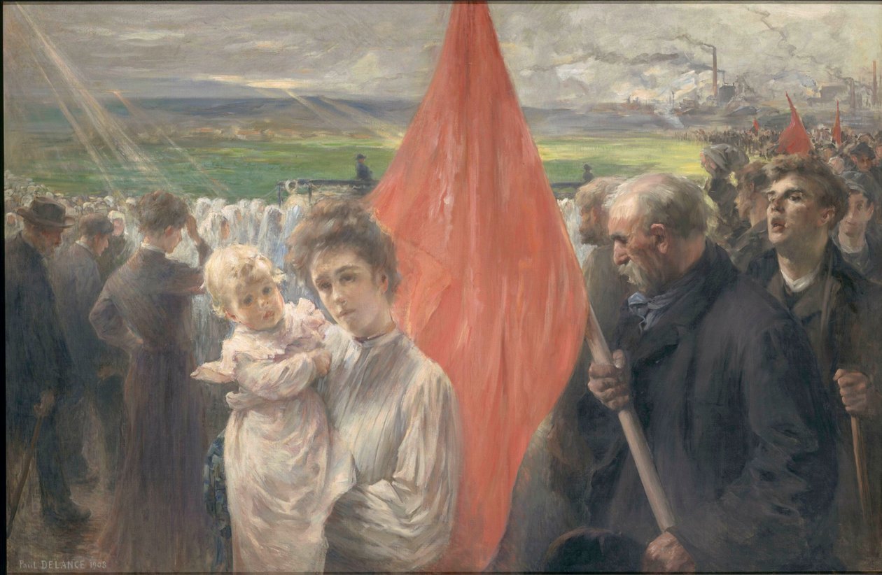 En strejk i Saint-Ouen, 1908. av Paul Louis Delance