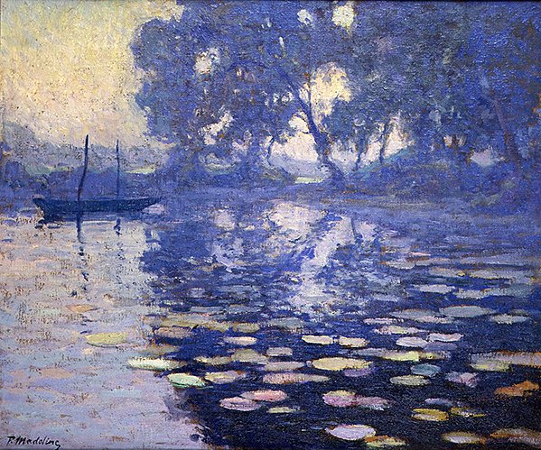 Dawn on a River (olja på duk) av Paul Madeline
