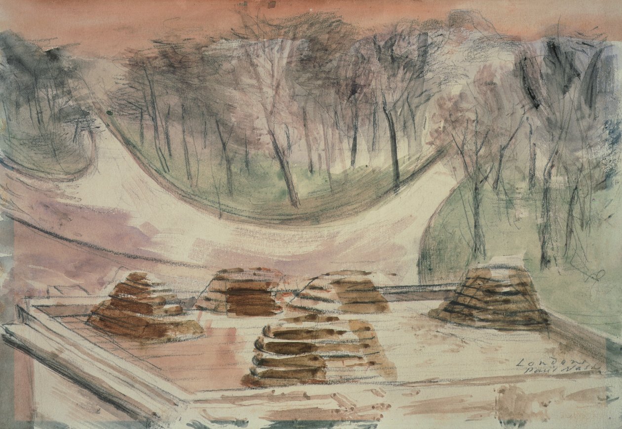 London Park, Marble Arch Defense av Paul Nash